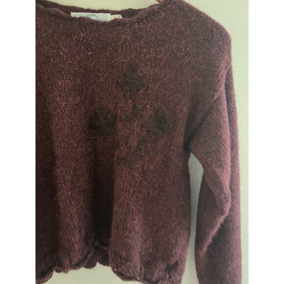 The Sweater Venture 100% Baby Alpaca Crop Sweater Scalloped Hem Size Small JL - Picture 2 of 7